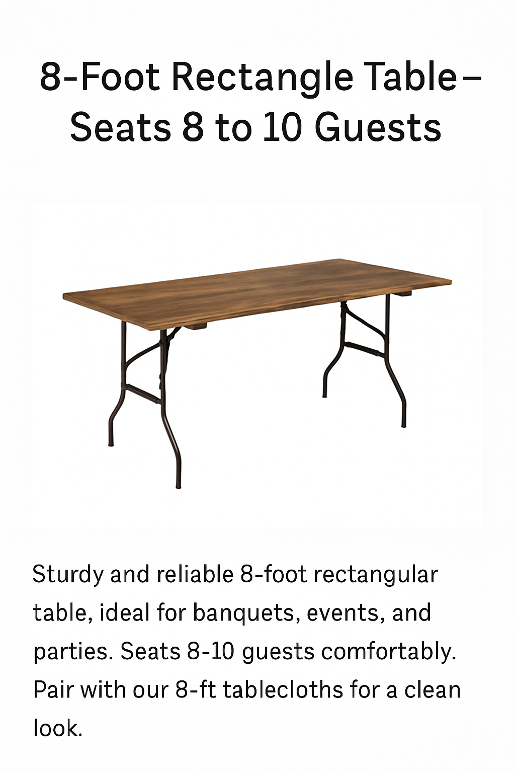 8-Foot Rectangular Banquet Table Rental – Los Angeles Event & Party Setup