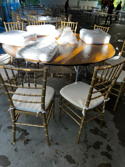 Gold Chiavari Rental with cushion