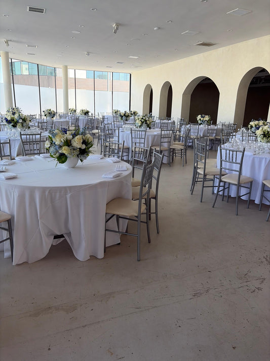 Silver chiavari chair with cushion rental